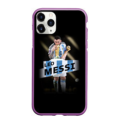 Чехол iPhone 11 Pro матовый Лео Месси чемпион Мира, цвет: 3D-фиолетовый