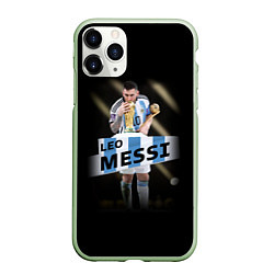 Чехол iPhone 11 Pro матовый Лео Месси чемпион Мира, цвет: 3D-салатовый