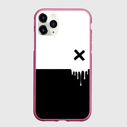 Чехол iPhone 11 Pro матовый Черно-белый X, цвет: 3D-малиновый