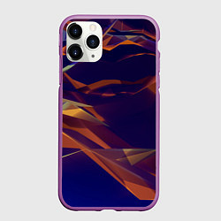 Чехол iPhone 11 Pro матовый Бриллиантовые синие и оранжевые волны, цвет: 3D-фиолетовый