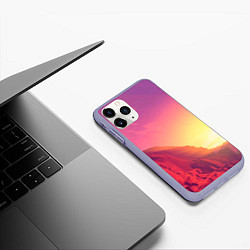 Чехол iPhone 11 Pro матовый Firewatch - Солнечный закат посреди гор, цвет: 3D-светло-сиреневый — фото 2