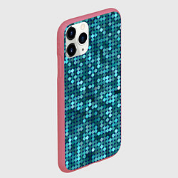 Чехол iPhone 11 Pro матовый Блеск пайеток изумрудных бирюзовых, цвет: 3D-малиновый — фото 2