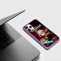 Чехол iPhone 11 Pro матовый Genshin Impact Каэдэхара Кадзуха, цвет: 3D-фиолетовый — фото 2