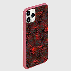 Чехол iPhone 11 Pro матовый Красно-черная объемная броня, цвет: 3D-малиновый — фото 2