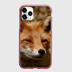 Чехол iPhone 11 Pro матовый Лис дремлет, цвет: 3D-малиновый