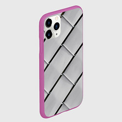 Чехол iPhone 11 Pro матовый Серый блоковый металлический паттерн, цвет: 3D-фиолетовый — фото 2