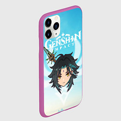 Чехол iPhone 11 Pro матовый Genshin Impact - Сяо, цвет: 3D-фиолетовый — фото 2