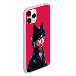 Чехол iPhone 11 Pro матовый Wednesday black kitty, цвет: 3D-светло-сиреневый — фото 2