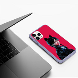 Чехол iPhone 11 Pro матовый Wednesday black kitty, цвет: 3D-светло-сиреневый — фото 2