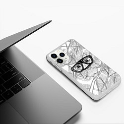 Чехол iPhone 11 Pro матовый Раскраска гламурная совушка, цвет: 3D-белый — фото 2