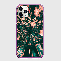 Чехол iPhone 11 Pro матовый Абстрактные полупрозрачные летящие блоки, цвет: 3D-фиолетовый