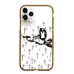 Чехол iPhone 11 Pro матовый Сова в снежном лесу, цвет: 3D-коричневый