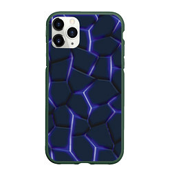 Чехол iPhone 11 Pro матовый Неон синий, цвет: 3D-темно-зеленый
