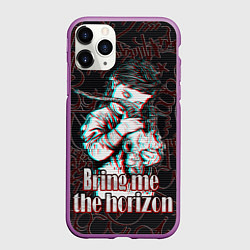 Чехол iPhone 11 Pro матовый Bring me the horizon девочка с черепом, цвет: 3D-фиолетовый
