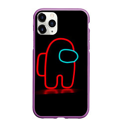 Чехол iPhone 11 Pro матовый Неоновый красный член экипажа, цвет: 3D-фиолетовый