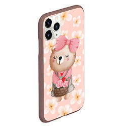 Чехол iPhone 11 Pro матовый Мишка с корзинкой, цвет: 3D-коричневый — фото 2