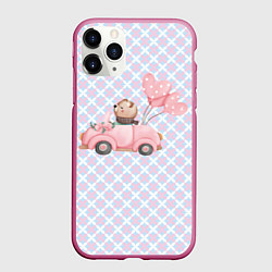 Чехол iPhone 11 Pro матовый Мишка едет в авто
