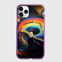 Чехол iPhone 11 Pro матовый Крик в космосе, цвет: 3D-фиолетовый