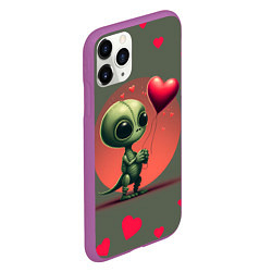 Чехол iPhone 11 Pro матовый Влюбленный инопланетянин, цвет: 3D-фиолетовый — фото 2