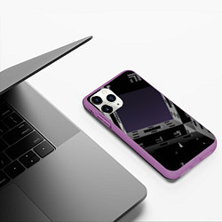Чехол iPhone 11 Pro матовый Тёмный абстрактный металлический лабиринт и небо, цвет: 3D-фиолетовый — фото 2