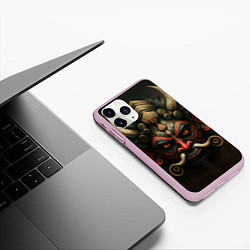 Чехол iPhone 11 Pro матовый Индейская страшная маска, цвет: 3D-розовый — фото 2