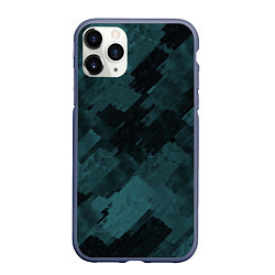 Чехол iPhone 11 Pro матовый Полосы синие и чёрные, цвет: 3D-серый