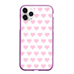 Чехол iPhone 11 Pro матовый Pink hearts, цвет: 3D-фиолетовый