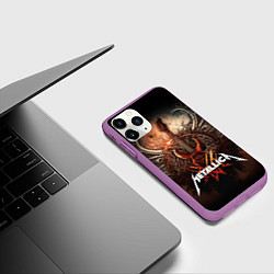 Чехол iPhone 11 Pro матовый Metallica гитара и логотип, цвет: 3D-фиолетовый — фото 2