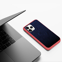Чехол iPhone 11 Pro матовый Тёмно-синие разводы, цвет: 3D-красный — фото 2