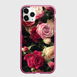 Чехол iPhone 11 Pro матовый Нежные кустовые розы, цвет: 3D-малиновый