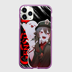 Чехол iPhone 11 Pro матовый Ху тао и призраки - геншин импакт, цвет: 3D-фиолетовый