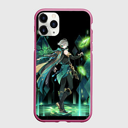 Чехол iPhone 11 Pro матовый Аль-Хайтам - взрыв стихий, цвет: 3D-малиновый