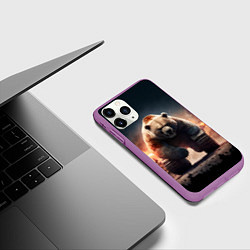 Чехол iPhone 11 Pro матовый Медведь-танк, цвет: 3D-фиолетовый — фото 2