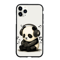 Чехол iPhone 11 Pro матовый Милая панда в наушниках, цвет: 3D-черный