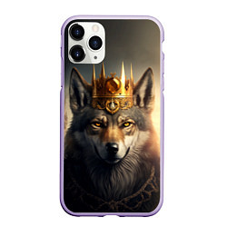 Чехол iPhone 11 Pro матовый Волк в золотой короне, цвет: 3D-светло-сиреневый