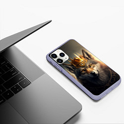 Чехол iPhone 11 Pro матовый Волк в золотой короне, цвет: 3D-светло-сиреневый — фото 2