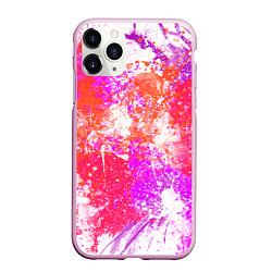 Чехол iPhone 11 Pro матовый Разбрызганная красная краска - светлый фон, цвет: 3D-розовый
