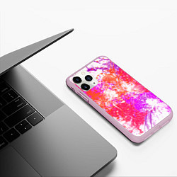 Чехол iPhone 11 Pro матовый Разбрызганная красная краска - светлый фон, цвет: 3D-розовый — фото 2