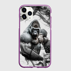 Чехол iPhone 11 Pro матовый Накаченная горилла, цвет: 3D-фиолетовый