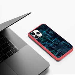 Чехол iPhone 11 Pro матовый Голубой абстракт, цвет: 3D-красный — фото 2