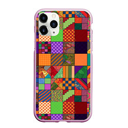 Чехол iPhone 11 Pro матовый Разноцветные лоскуты от нейросети, цвет: 3D-розовый