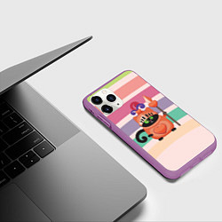 Чехол iPhone 11 Pro матовый Черный кот рыцарь в доспехах с сердечками, цвет: 3D-фиолетовый — фото 2