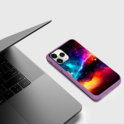 Чехол iPhone 11 Pro матовый Космос, созданный нейросетью, цвет: 3D-фиолетовый — фото 2