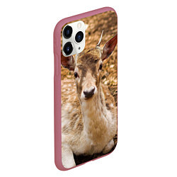 Чехол iPhone 11 Pro матовый Хороший олень, цвет: 3D-малиновый — фото 2