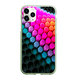 Чехол iPhone 11 Pro матовый Шейповые грани, цвет: 3D-салатовый