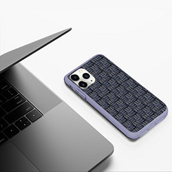 Чехол iPhone 11 Pro матовый Паттерн из голубых линий, цвет: 3D-светло-сиреневый — фото 2