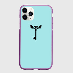 Чехол iPhone 11 Pro матовый Ключик к замочку голубой, цвет: 3D-фиолетовый