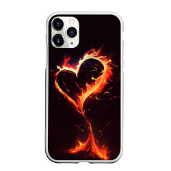Чехол iPhone 11 Pro матовый Арт нейросети пламенное сердце, цвет: 3D-белый