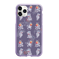 Чехол iPhone 11 Pro матовый Hippopotamus pattern, цвет: 3D-светло-сиреневый
