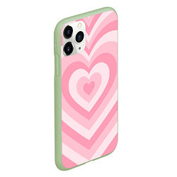 Чехол iPhone 11 Pro матовый Hearts pink, цвет: 3D-салатовый — фото 2